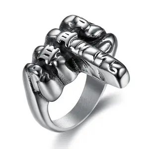 Creative Hip-hop Style Stainless Steel Men's Ring, Fashionable Matching, Punk Trend Style