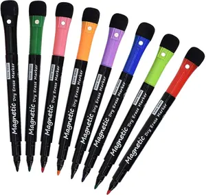 Magnetic Dry Erase Markers 8 Pack with Fine Tip Point Low Odor White Board Markers for Kids Teachers Classroom Work on White Board Calender Safe Non Toxic Ink