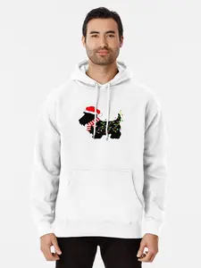 Christmas Scottie Dog With Lights Pullover Hoodie
