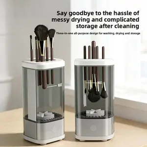 Stop Hand-Washing! 3-in-1 Makeup Brush Cleaner Dryer & Storage Solution for Mess-Free Brushes and Easy Organization