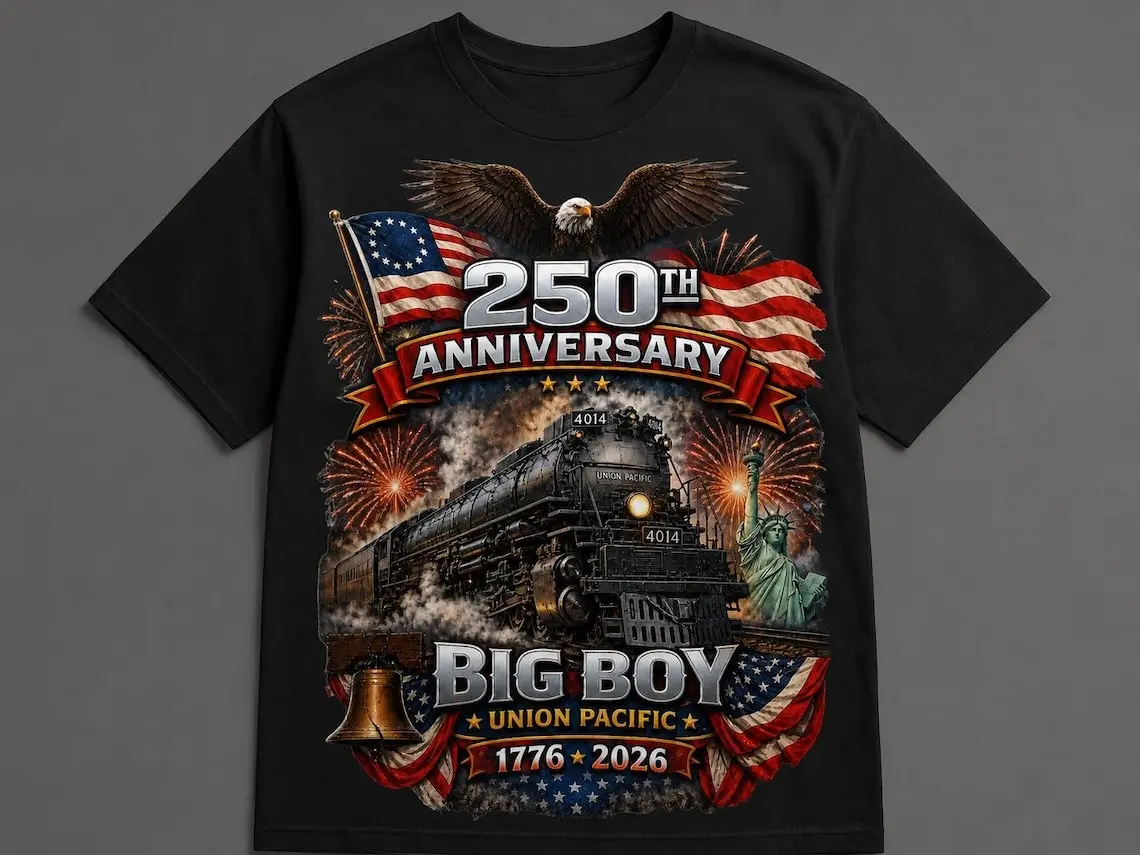 Big Boy 4014 Train USA 250th Anniversary T-Shirt, Patriotic American Locomotive Gift, Vintage Union Pacific Semiquincentennial Graphic Tee