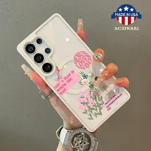 Chic Magnetic Case for Samsung S22/23/24/25 plus ultra Cross Flower Jesus MagSafe Ready, Anti-Slip, Ultra Thin | Aesthetic Touch for Daily Use