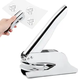 Hand-Held Book Embosser Embossing Stamp for Books Business Cards Paper, Color Silver