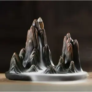 Backflow incense burner small, creative household indoor smoke ornamental ornament, agarwood sandalwood zen incense road desktop ornament, atmosphere home feng shui ornament