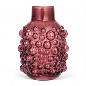 Purple Glass Bubble Vase with Raised Dots