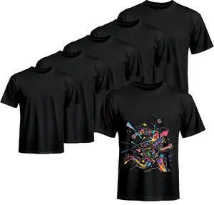 Joyclub 5 PCS Unisex Sublimation Blanks Bulk Polyester T Shirts for Sublimation Crew Neck Short Sleeve Wholesale DIY Gifts Casual Black