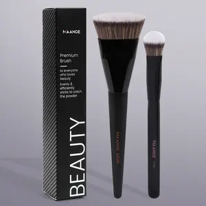 MAANGE 2pcs Facial Makeup Brushes, Flat Head Foundation Brush Flat Head Triangle Brush Concealer Brush, Professional Makeup Tool for Flawless Application, Perfect for Liquid and Cream Foundation, Makeup Accessories Gifts for Friends, Cosmetic Brush Set