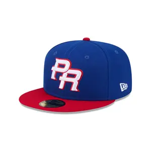 2026 World Baseball Classic Puerto Rico New Era 59FIFTY Fitted Hat Official On-Field Flat Brim Baseball Cap Blue Red