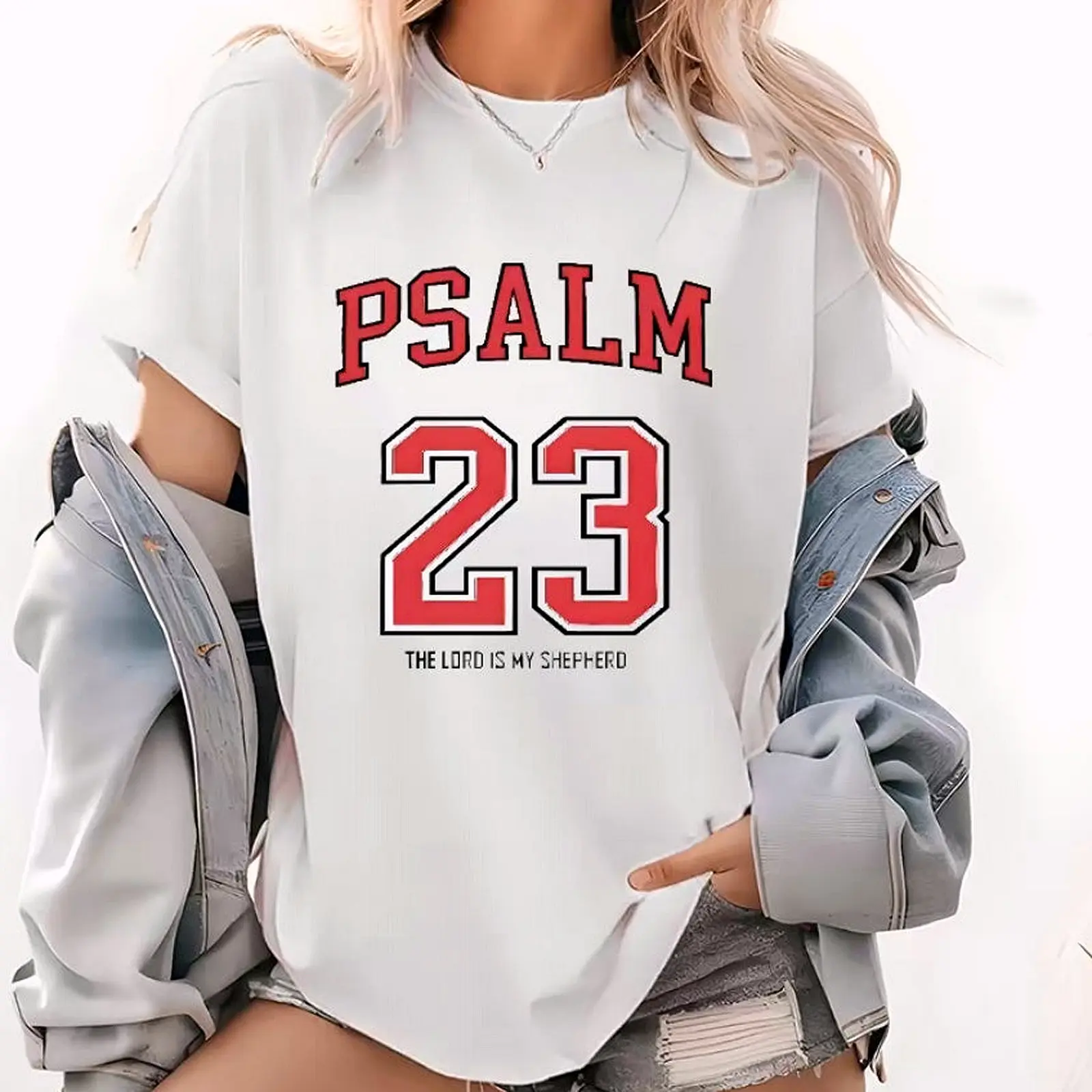 Psalm 23 The Lord Is My Shepherd Graphic Tee Pure Cotton Casual Streetstyle Trendy Tops for Women for Men Perfect Gift