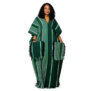 Aso-Oke Bubu with Fringe Pocket Detail