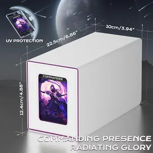 TINTEK Card Deck Box with Display Window, MTG Commander Deck Box for 200 Double-Sleeved Cards, with Dice Tray and 35pt Magnetic Card Holder - Black & Green