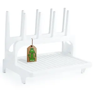 PopYum Glacier White Space Saving Drying Rack from 100% Recycled Bottles, countertop for Baby Bottles, Plastic Bags, Cups, Glass, tumblers, Compact