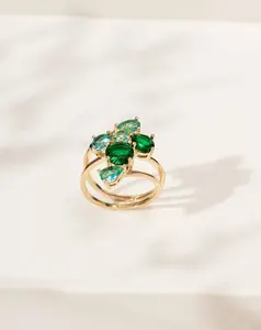 Fusion Emerald and Tourmaline Gemstone Band