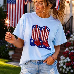 Patriotic Sequin Cowboy Boots Patch – Americana
