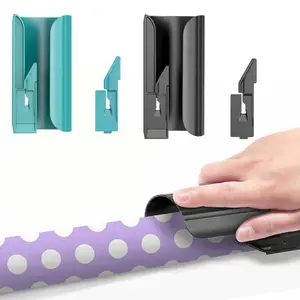 2PC Wrapping Paper Cutter Christmas Paper Roll Cutters Paper Cutter Slider Tool Set Christmas Gift Packing Wrapping Cutting Supplies for Crafting Birthday Gifts Wrap Rolls (2PC Black+Cyan)