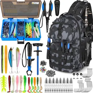 Fishing Backpack with Tackle Boxes, Waterproof Sling Tackle Bag For Fishing Gear With Rod Holder,Gifts for Men