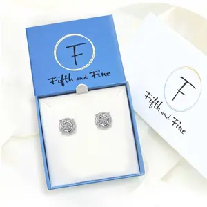 1/10 Ctw Natural Diamond Stud Earrings set in 925 Sterling Silver (Select Round/Square)
