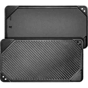 GGC Cast Iron Reversible Griddle,-sided Griddle pan for Indoor and Cooking, 20 x 10.5 Baking Flat and Ribbed Griddle for Stove Tops, Gas Grills and Camping