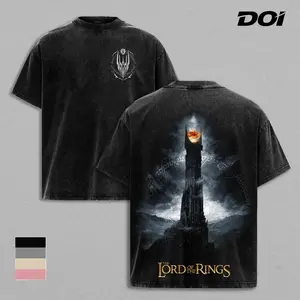 The Lord of the Rings Barad-dûr Eye of Sauron Graphic Tee, Vintage Washed Shirt, Dark Fantasy Tower Design Unisex Streetwear, Middle-earth Aesthetic, Gift for LOTR Fans, Perfect for Fantasy Movie Lovers and Tolkien Enthusiasts