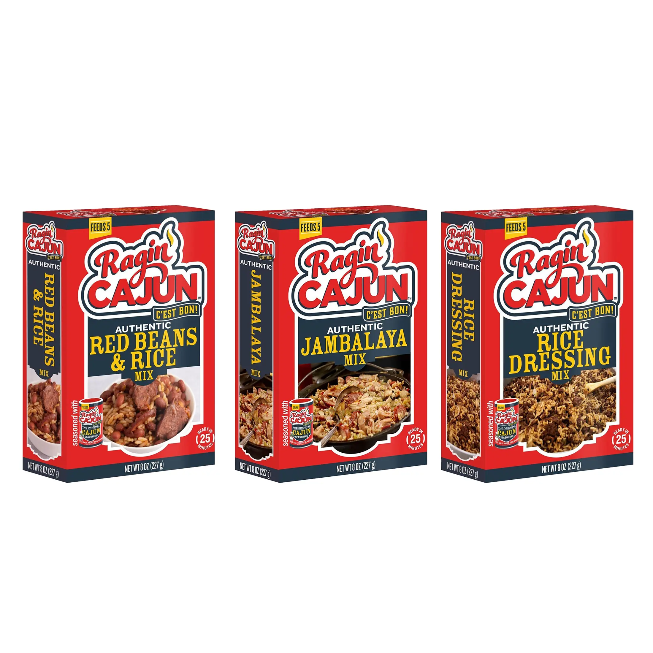 Classic Meal Mix Combo Pack - Red Beans & Rice, Jambalaya Mix, Rice Dressing Mix - Easy to Prepare, No MSG by Ragin' Cajun
