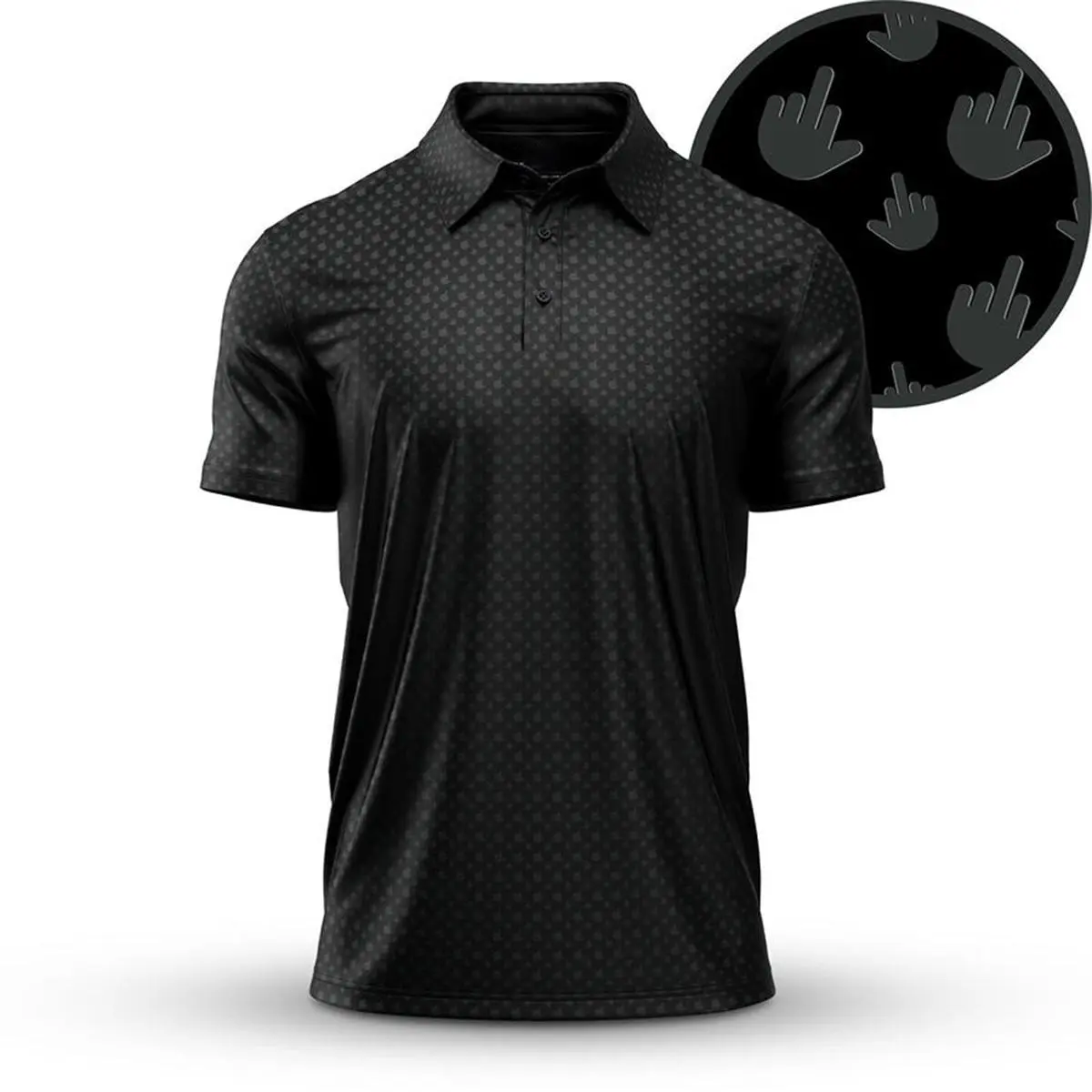 Black Birdie Finger Funny Pattern Men's Bogey Golf Ball Polo Shirt Masters Golf Tennis Polo Tops Masters Tournament Shirt 2026 GPA Championship Performance Outdoors Sport Shirt, Ideal Gift for Hunting Season Dad Golfers