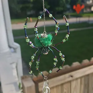 Emerald Handmade Beaded Spider Suncatcher
