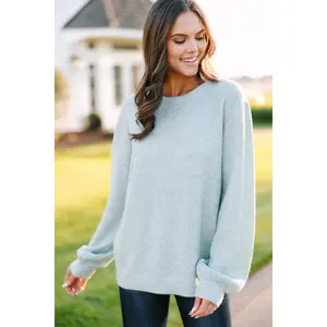 The Slouchy Light Green Bubble Sleeve Sweater
