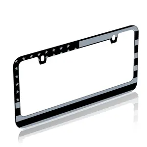 Black Flag License Plate Frame - American US Flag Universal Metal Plated Frame with Stars and Stripes Design for Enhanced Visibility and Easy Installation