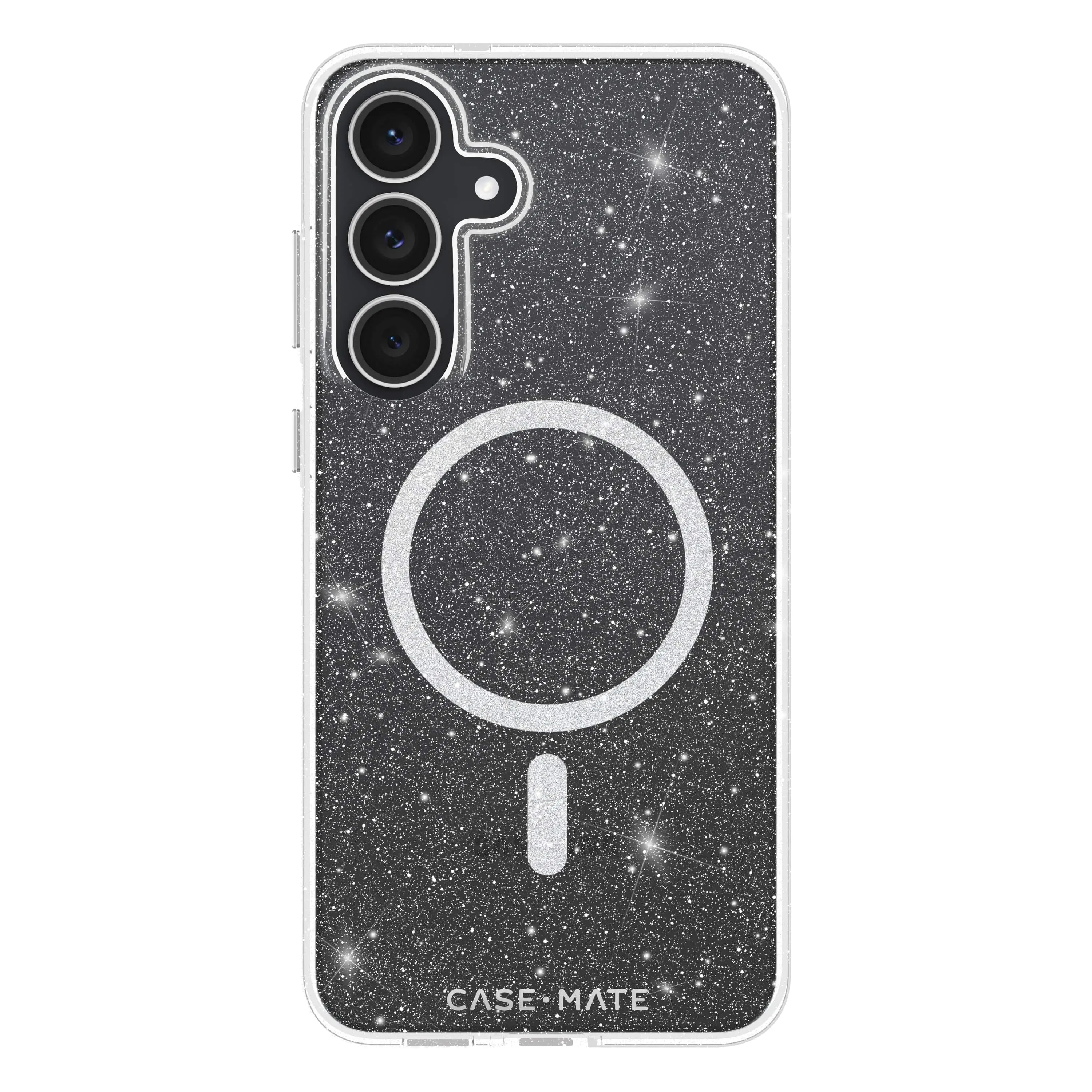 Sheer Twinkle Sparkle Silver Magnet Phone Case for Galaxy S25 FE - Anti-Drop Drop Protection Smartphone Accessory, Handheld Mobile Device Casing, Cellphone