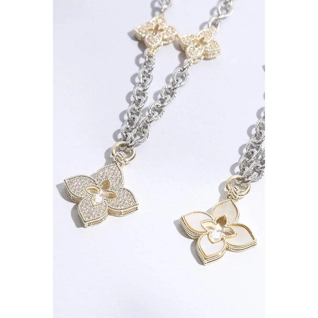 Clover Pave Clover Mop Gold Necklace Fashionable Jewelry Accessories