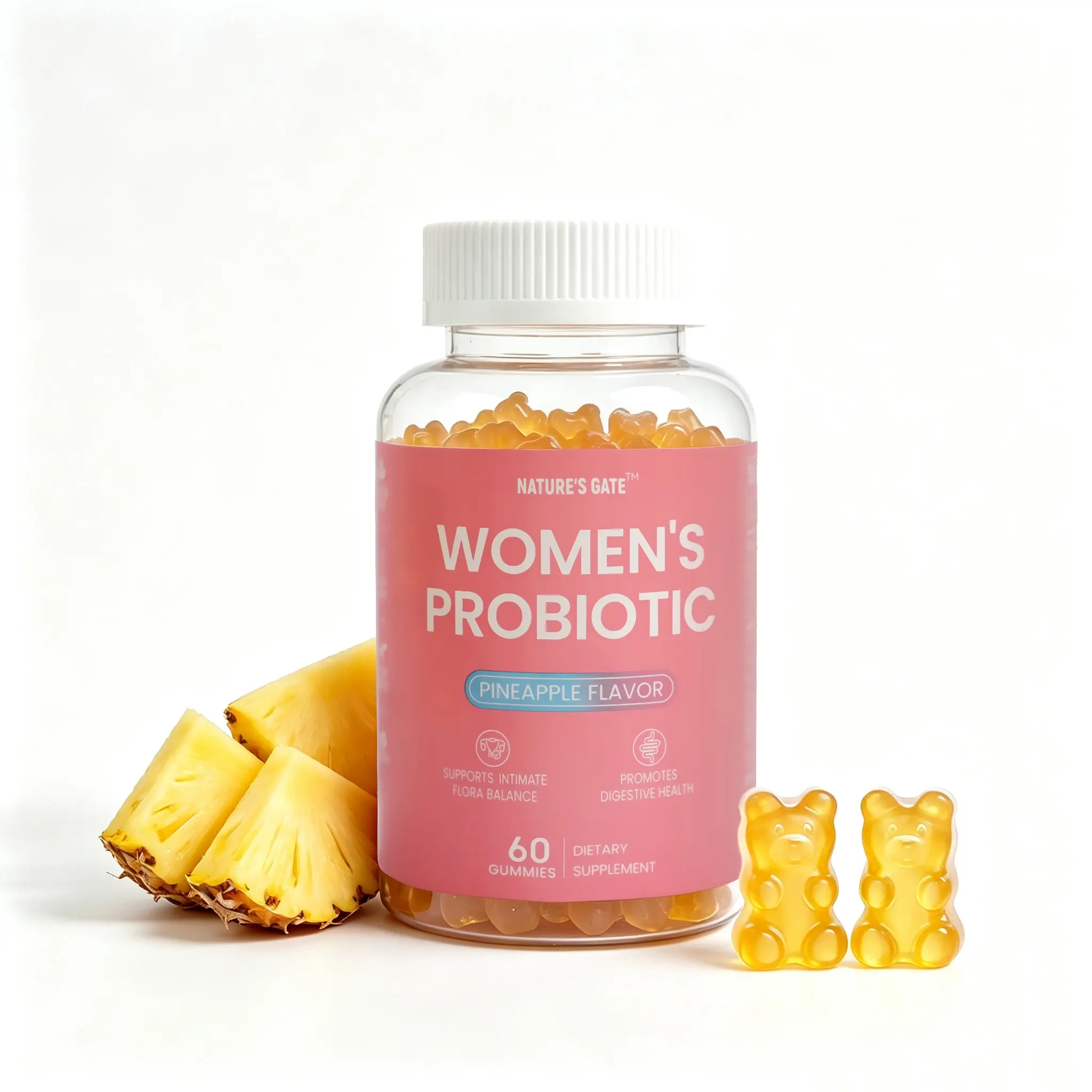 Nature's Gate Women's Probiotics with Prebiotics - 4-in-1 Daily Vegetarian Capsules for Feminine, Digestive Wellness - Flora Balance, Bloating & Gas Relief - Non-GMO, 60 Count Nutrition Supplement