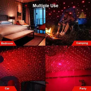 USB Voice-Controlled Star Projector Night Light, Upgrade【Flash Breathing + Voice Control + with 3 Light Patterns】Adjustable Romantic red Interior Car Lights, Bending Freely Portable Auto Roof Lights Decoration for Ceiling, Bedroom, Party