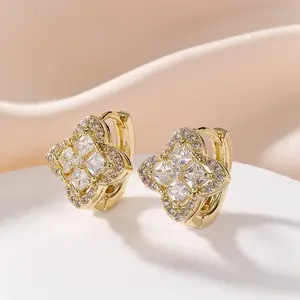 Elegant Four-Leaf Clover Earrings, Simple Design Women's Daily Commute Jewelry, Versatile Fashion Accessory,Trendy Fashionable Accessories