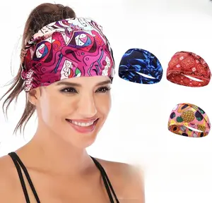 8-Pack Boho Wide Elastic Headbands for Women - Non-Slip Workout Hair Bands for Sports, Yoga, Running, and Fitness