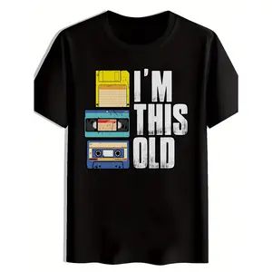 Stylish Vintage MenS Retro I AM This Old Cassette Graphic T Shirt With Bold White Print Breathable Summer Casual Round Neck Black Music Tee