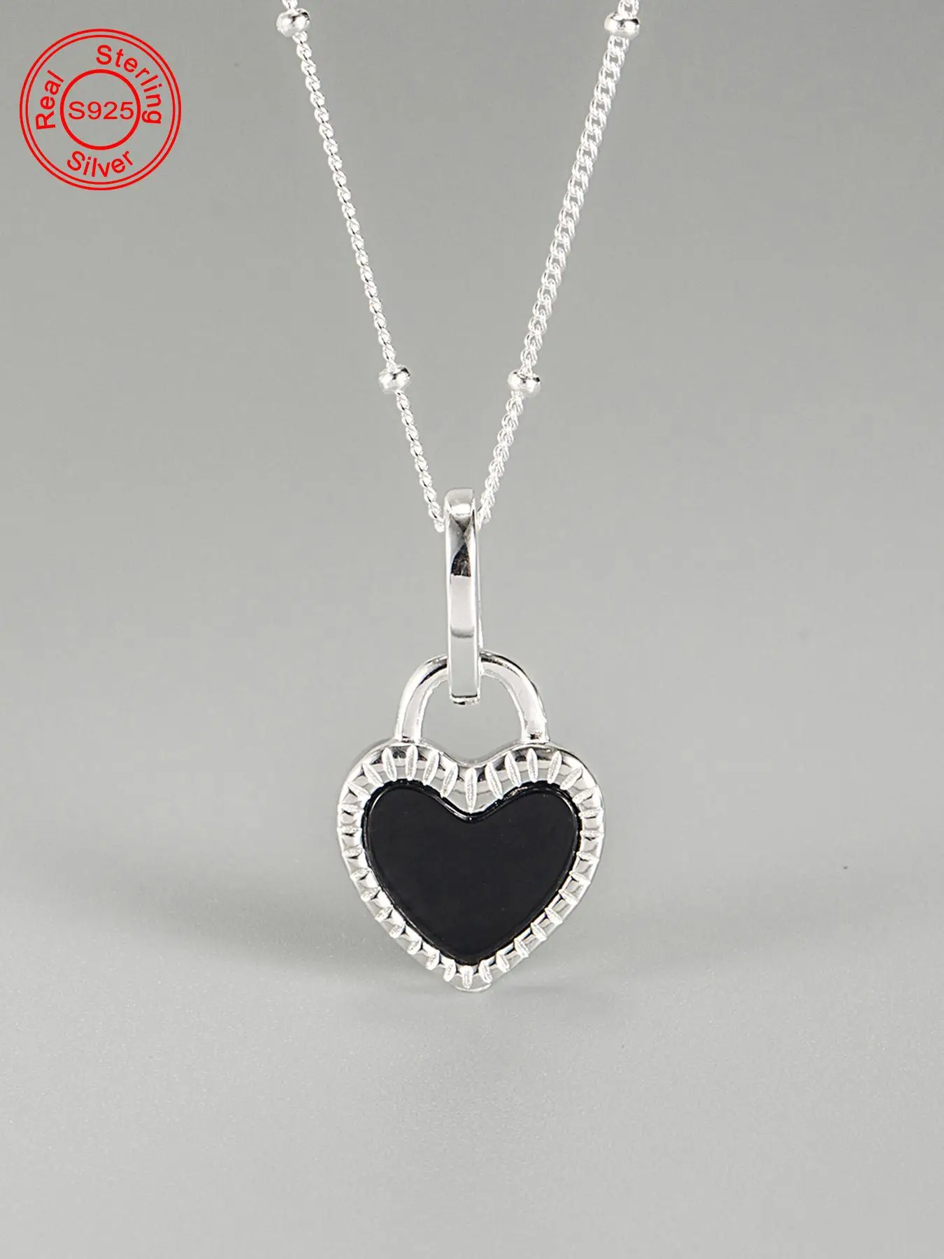 925 Sterling Silver Heart Shaped Pendant Necklace for Women, Charm Necklaces, High End Necklace, Fashion Jewelry for Party, Daily Decor, Trendy All-ma