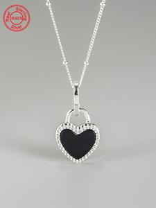 925 sterling silver heart shaped pendant necklace for women, fashion jewelry for party, daily decor, trendy all-match & exquisite jewelry for birthday gift