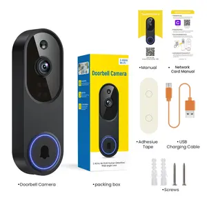 2K Wireless Camera, Multi-combination Smart Doorbell, 166 °   Wide-angle Video Surveillance, Two-way Voice Intercom, Cloud Storage, Support For Rechargeable Batteries, Equipped With AI Human Body Detection And 2.4G WiFi Connection, Clear Night Vision