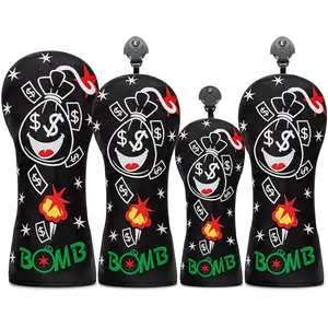 Funny Money Bomb Design Golf Club Headcovers, Durable Protection for Drivers & Hybrids, Ideal for Both Men & Women, Golf Accessories