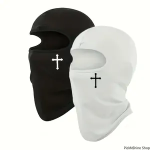 Unisex Black Ski Mask Balaclava, Full-Face Breathable Moisture-Wicking Polyester Headwear, Lightweight Elastic-Fit Cover for Cycling, Hiking