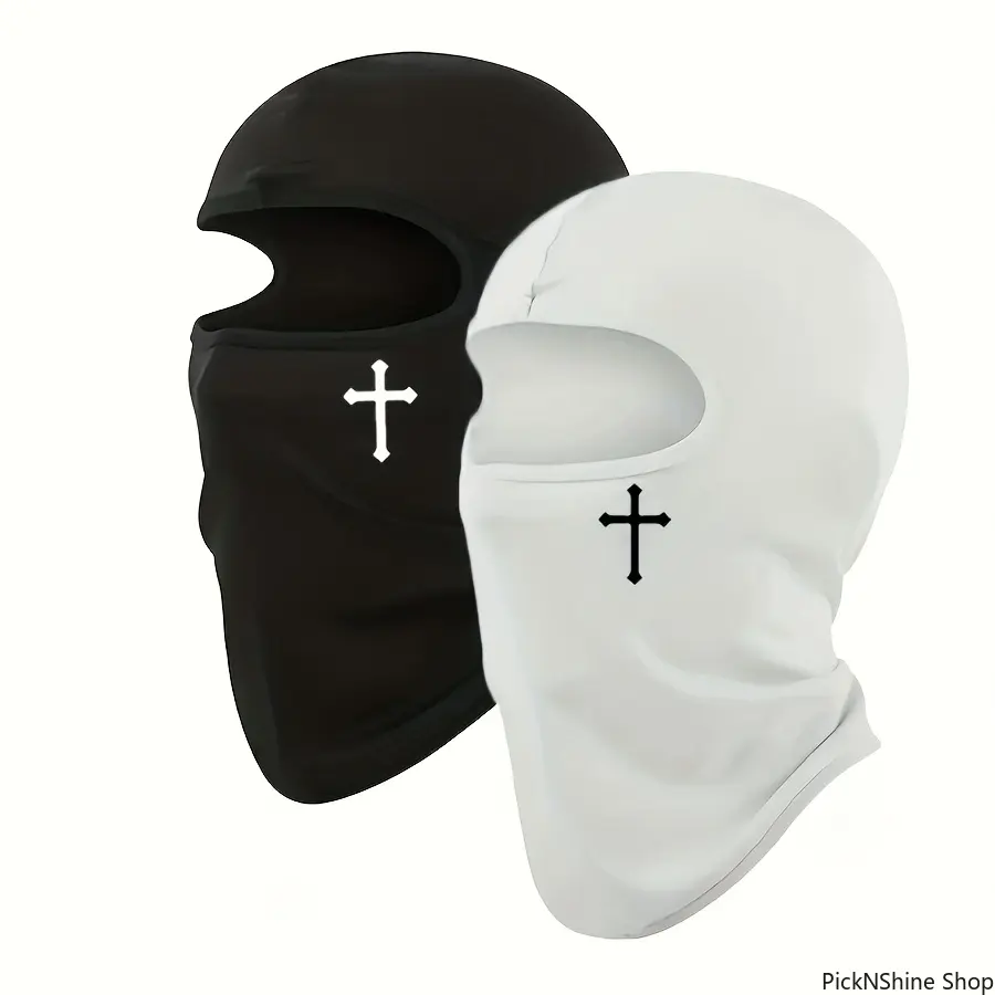 Unisex Black Balaclava Ski Mask, Full-Face Polyester Headwear, Lightweight, Breathable and Moisture-Wicking for Cycling and Hiking, Ski Masks