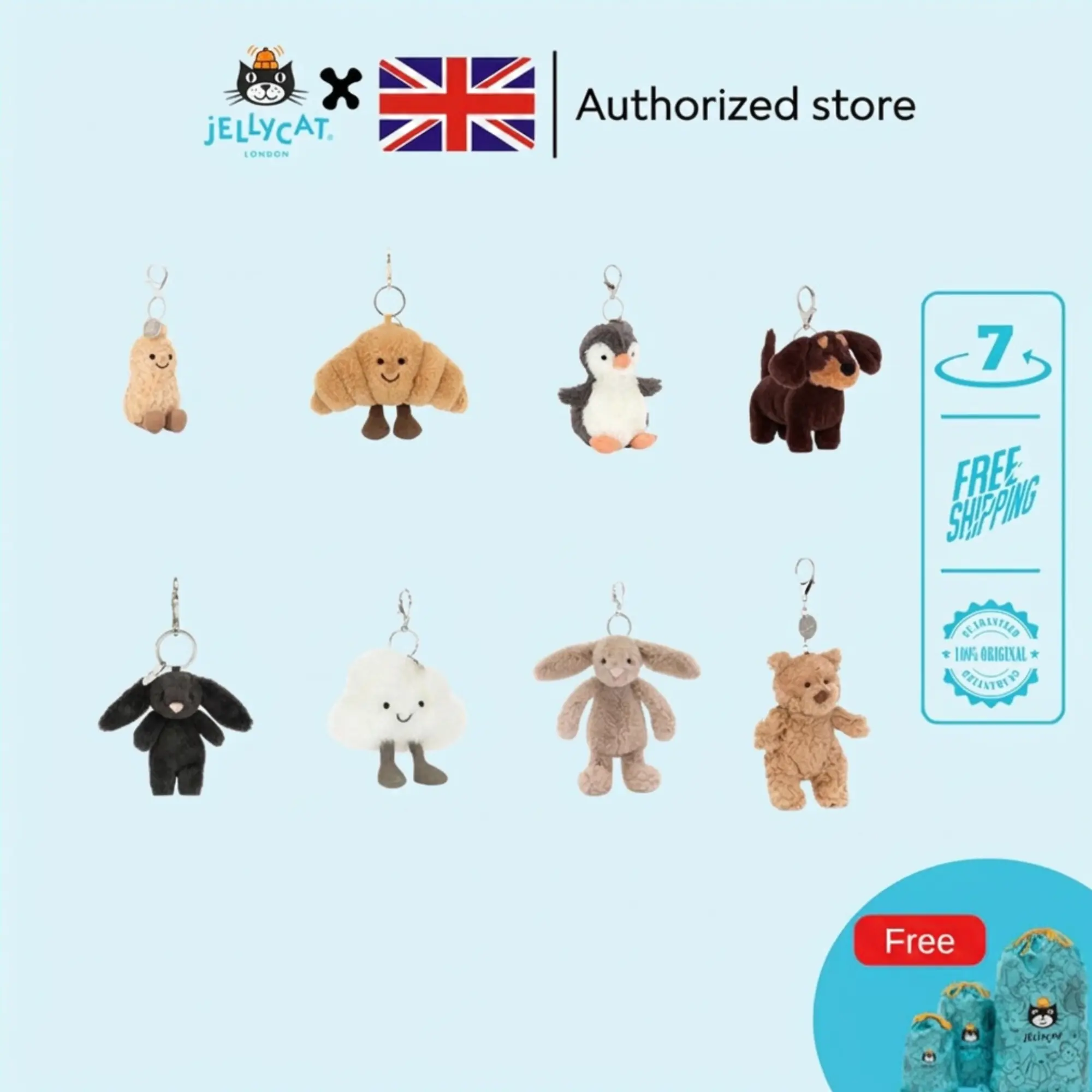 This genuine JellyCat keychain is super cute and perfect for energetic young people
