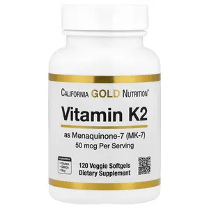 California Gold Nutrition Vitamin K2 (as Menaquinone-7), 50 mcg , 120 Veggie Softgels