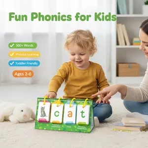 CVC & CVCC Words Games Phonics Flash Cards for Preschool Kindergarten, Alphabet Learning Pocket Chart, Educational Preschool Phonics Learning Tool for Student Teacher School Supplies