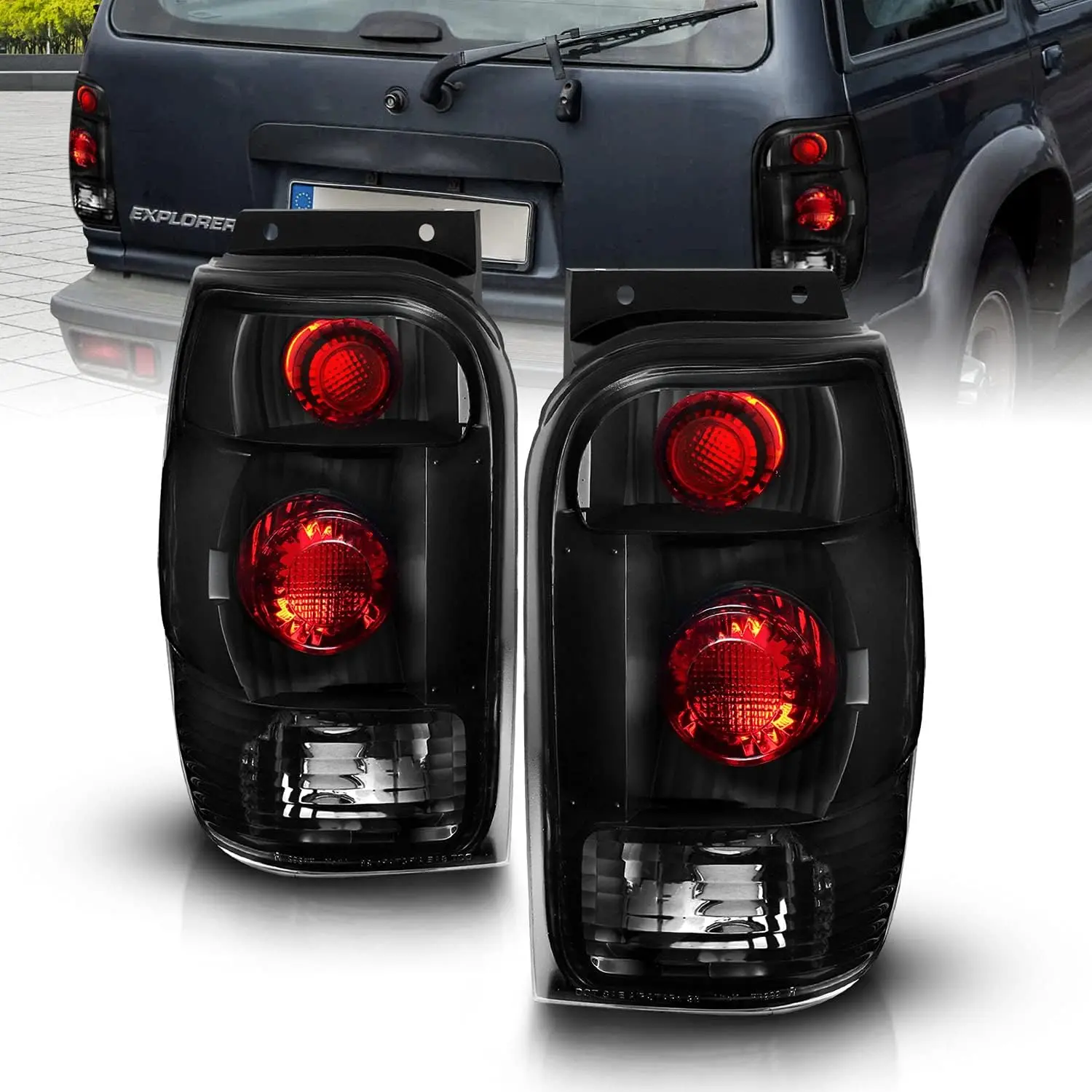 AmeriLite Chrome Replacement Brake Tail Lights Set For 1998-2001 Ford Explorer - Passenger and Driver Side