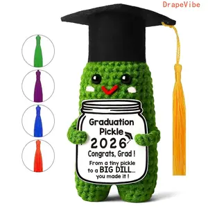 Handmade Crochet Pickle Stuffed Figure Emotional Support Keepsake Graduation Decor Suitable For Friends Teachers And Daily Craft Collection