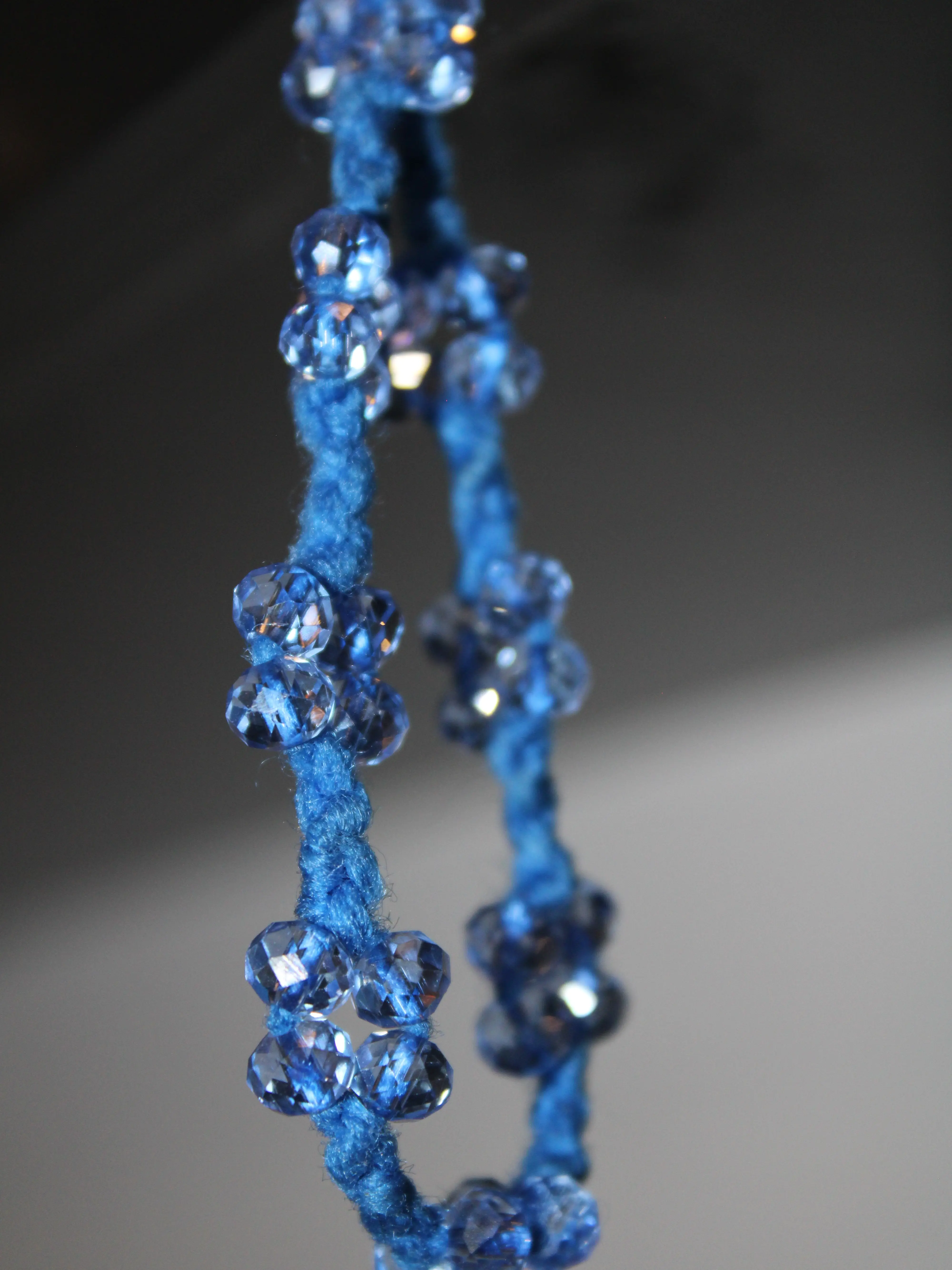 Blue crocheted bracelet - clover shaped