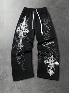 Printed Straight Leg Joggers for Men and Women, Loose Fit Sports Pants, Casual Sports Trousers for Gym, Streetwear, and Casual Style, Comfortable and Fashionable All-Season Wear