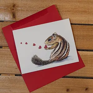 Chipmunk Kisses Valentines Day – Woodland Greeting Card