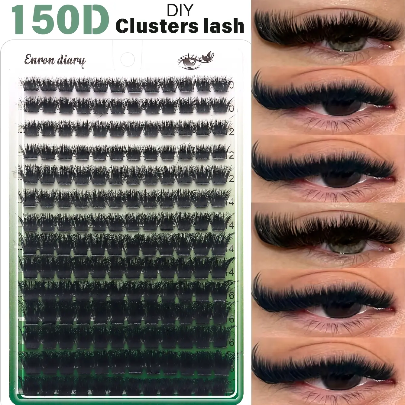 150D Faux Mink Eyelashes, 14 Rows Natural 10mm-18mm Mixed Eyelash Extension, 3D Russian Individual Eyelash Cluster, Volume Curl Lashes, Makeup Tools, DIY Eyelash Clusters, Synthetic, DIY False Eyelashes